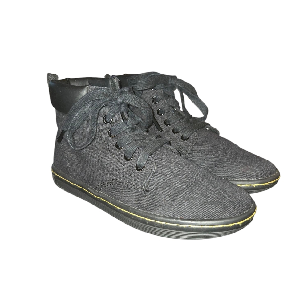 Dr. Marten's Maelly Black Canvas 6 Eyelet‎ Lace Up Padded Collar Boots Size 6